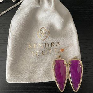 Kendra Scott Purple Arrowhead drop Earrings with Gold